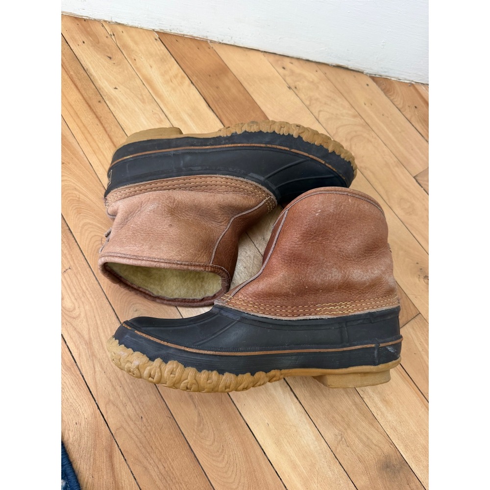 Vintage L.L.Bean Bean Boots Women 7 Leather Shearling Lined Duck Boots USA Maine - Picture 13 of 14